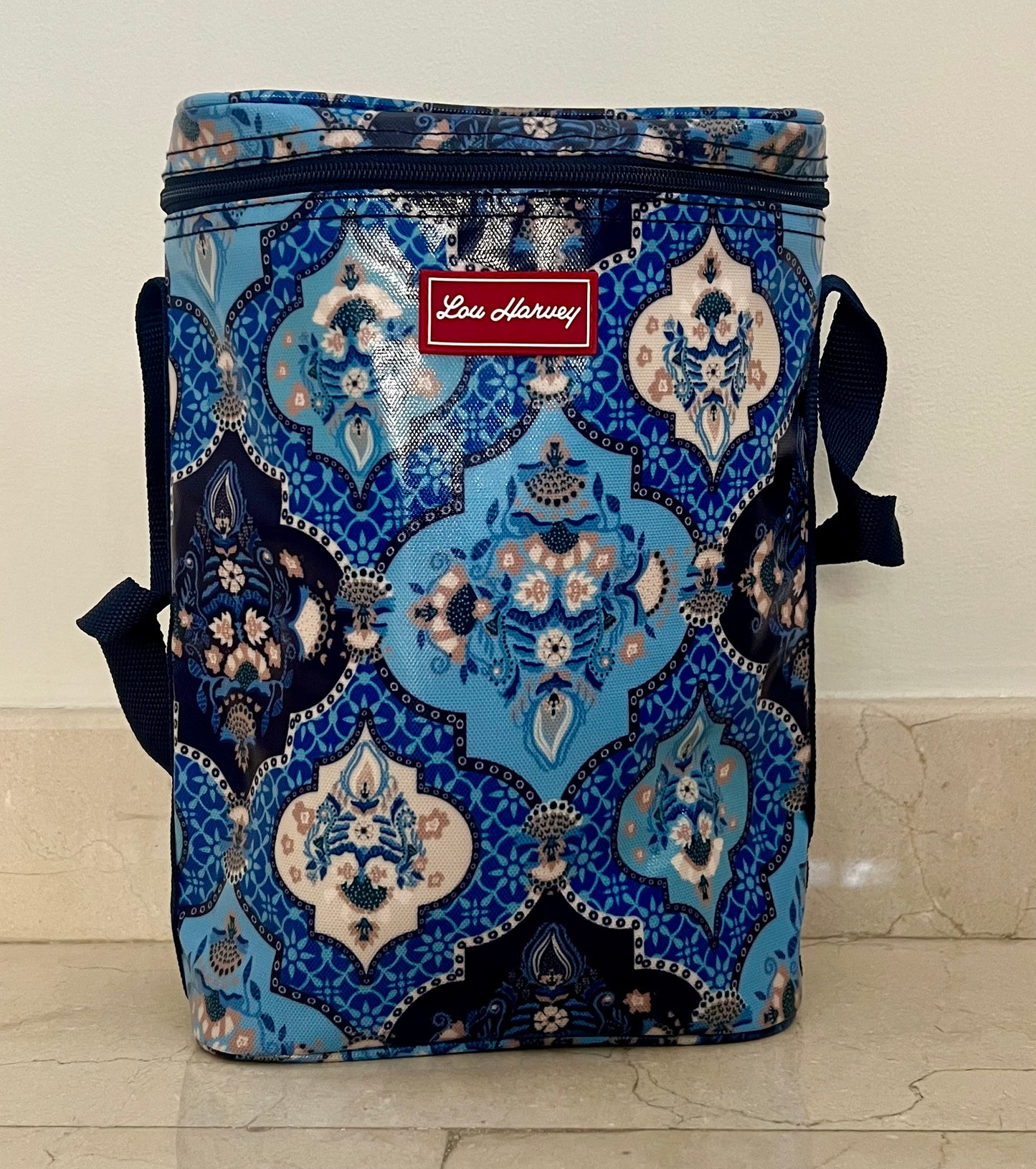 Drinks Cooler - Indian Trellis Blue & Navy