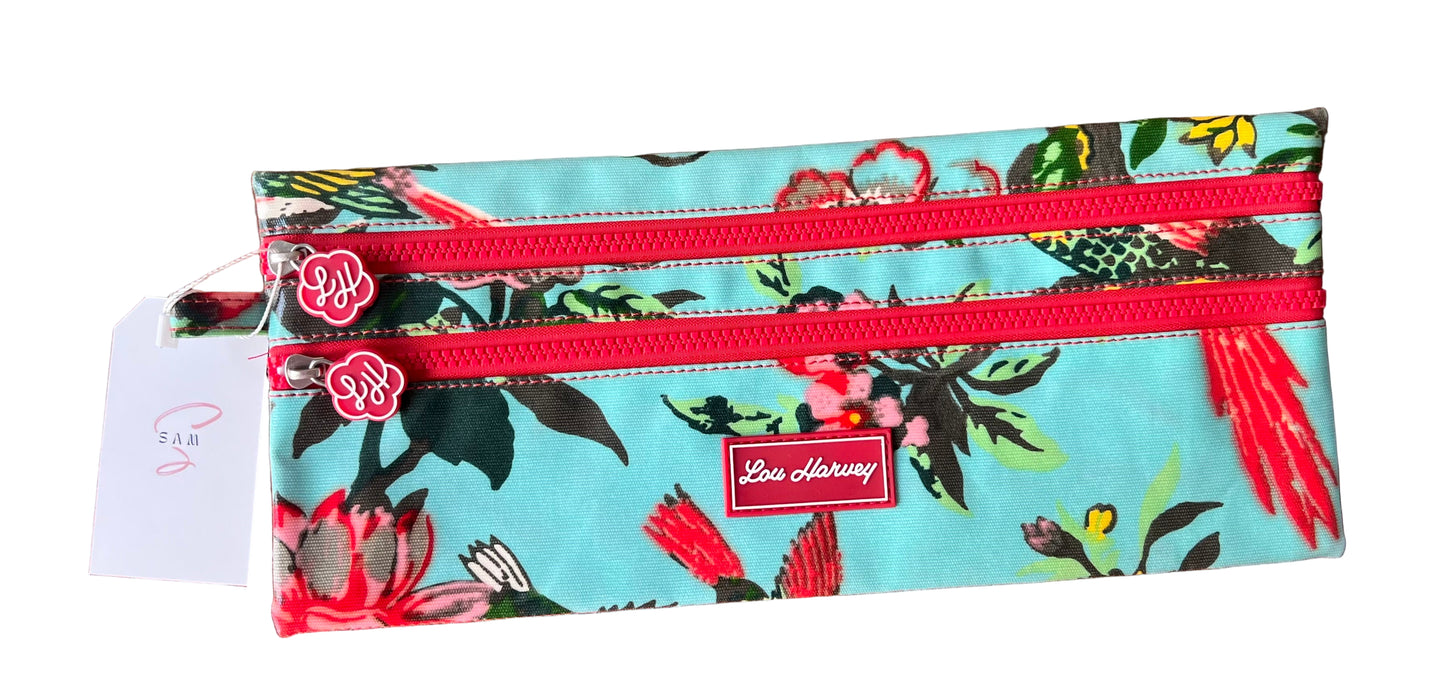 Double Zip Pencil Case - Alex Turquoise