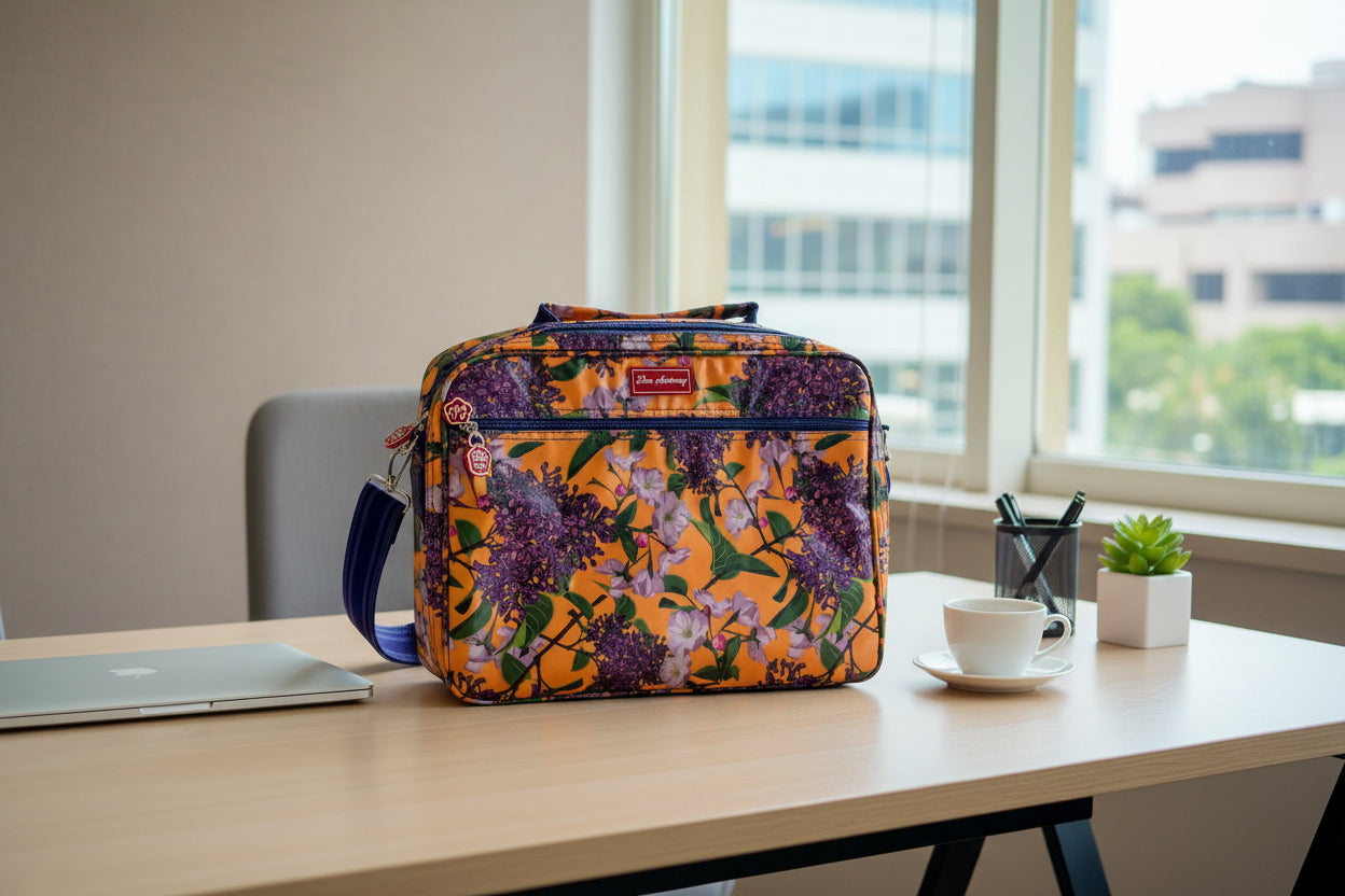 Clearance sale - Laptop Bag - Lilac Floral Yellow