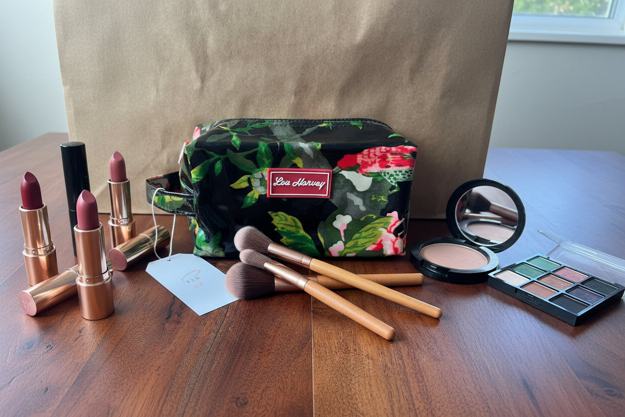 Small Box Cosmetic - Alex Black with Flower