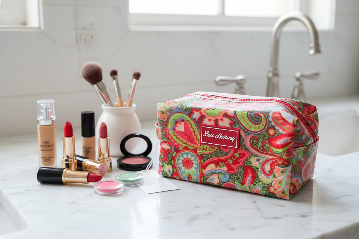 Small Box Cosmetic - Paisley Red Donkey