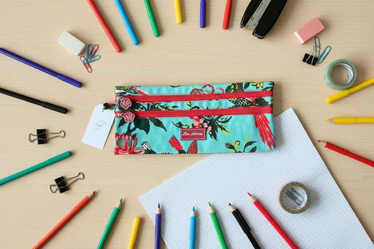 Double Zip Pencil Case - Alex Turquoise