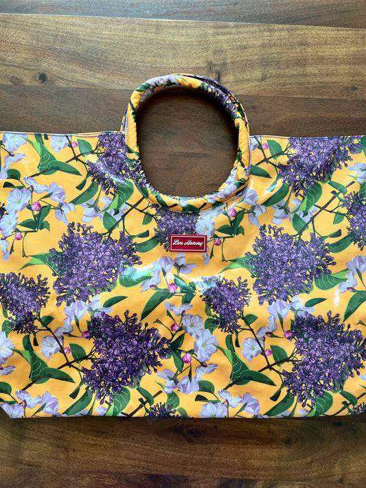 Beach Tote - Lilac Floral Yellow