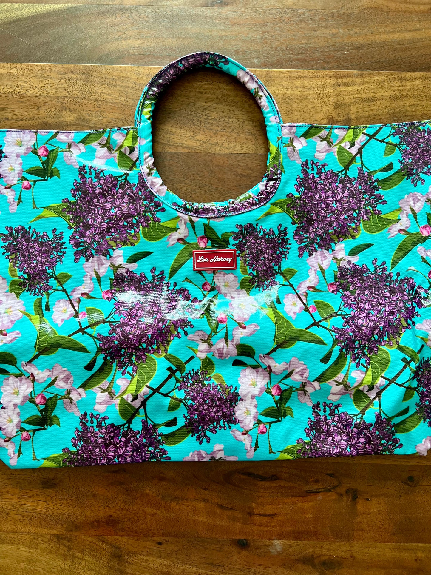 Beach Tote - Lilac Floral Aqua