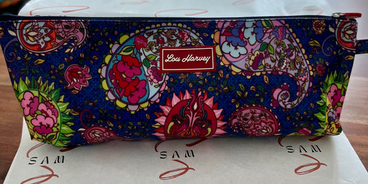 Long Cosmetic Case - Paisley Vine Navy