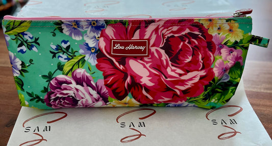 Long Cosmetic Case - Gabriela Floral Aqua