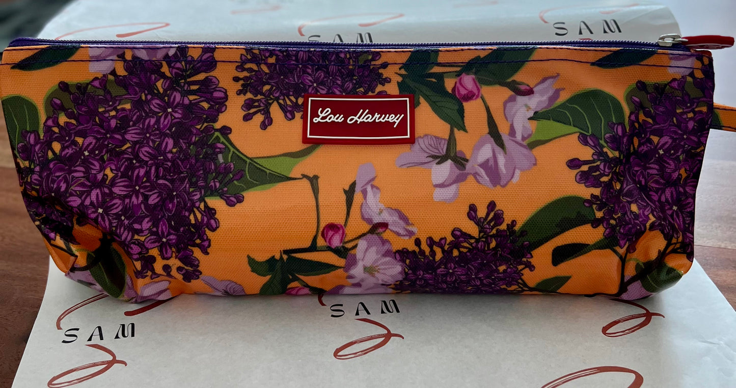 Pencil Case / Long Cosmetic - Lilac Floral Yellow