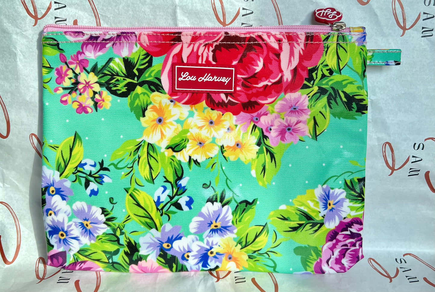 Cosmetic Bag Large - Gabriela Floral Aqua