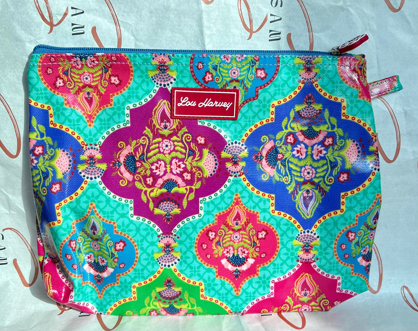 Cosmetic Bag Large - Indian Trellis Bright