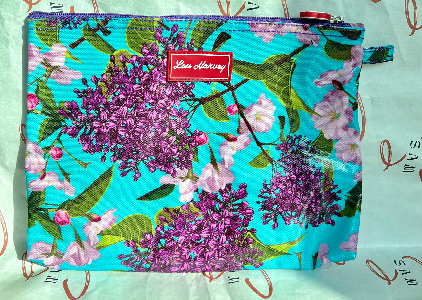 Cosmetic Bag Large - Lilac Floral Aqua