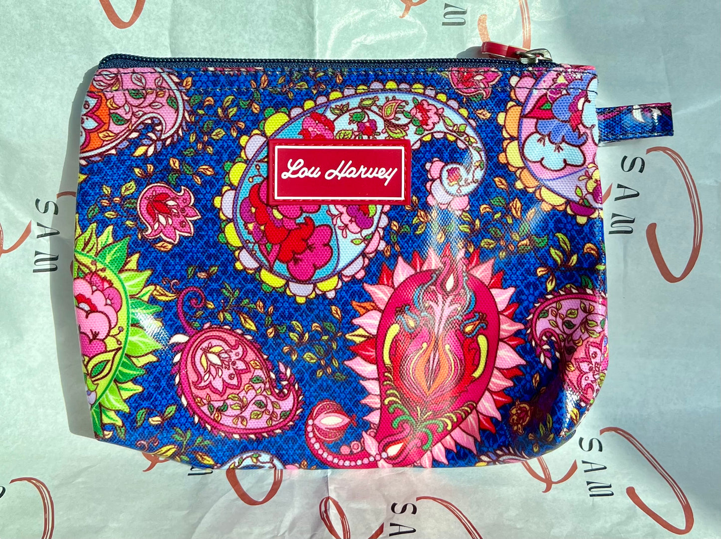 Cosmetic Bag Small - Paisley Navy Vine