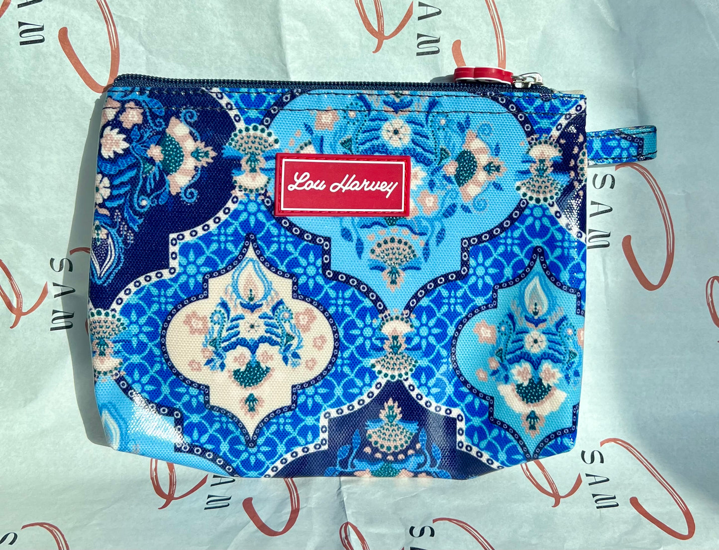 Cosmetic Bag Small - Indian Trellis Blue