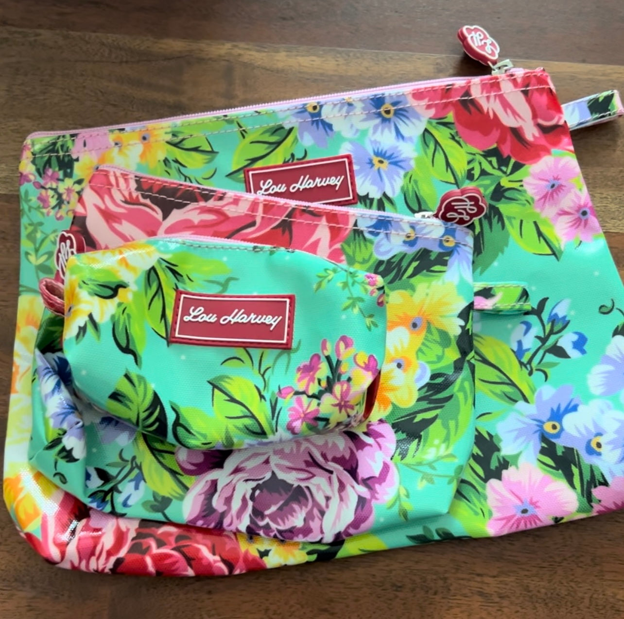 Cosmetic Bag Set - Gabriella Floral Aqua