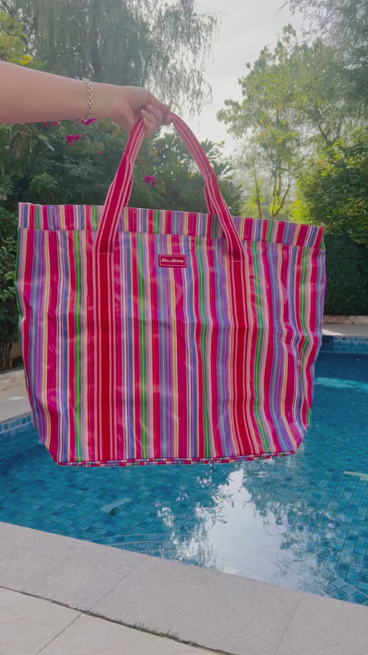 Big Beach Bag - Pink Stripe