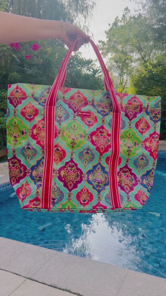 Large Beach Bag - Indian Trellis Bright