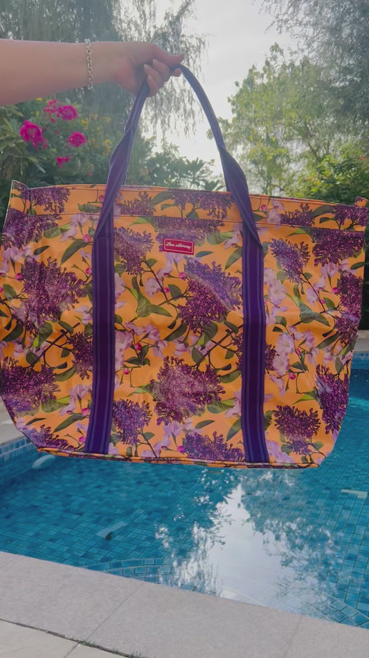 Big Beach Bag - Lilac Floral Yellow